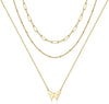 Dainty Layered Choker Necklace Handmade Y Pendant Necklace Multilayer Bar Disc Necklace Adjustable Layering Choker Necklaces for Women - 3PCS - Link Chain&Beads Chain&Butterfly