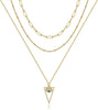 Dainty Layered Choker Necklace Handmade Y Pendant Necklace Multilayer Bar Disc Necklace Adjustable Layering Choker Necklaces for Women - 3PCS - Link Chain&Beads Chain&Evil Eye