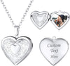 Women Locket Necklace Heart Photo Lockets Hold Picture Gift Box Packed with Gold Silver Rose Locket Charm Custom Picture and Engravement Heart - main view
