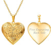Women Locket Necklace Heart Photo Lockets Hold Picture Gift Box Packed with Gold Silver Rose Locket Charm Custom Picture and Engravement Heart - 02# Gold*Flower Grain c.text customized