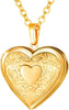 Women Locket Necklace Heart Photo Lockets Hold Picture Gift Box Packed with Gold Silver Rose Locket Charm Custom Picture and Engravement Heart - gold a.regular(no custom)
