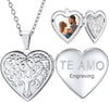 Women Locket Necklace Heart Photo Lockets Hold Picture Gift Box Packed with Gold Silver Rose Locket Charm Custom Picture and Engravement Heart - 04# Stainless(Tree ) c.text customized