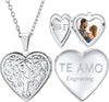 Women Locket Necklace Heart Photo Lockets Hold Picture Gift Box Packed with Gold Silver Rose Locket Charm Custom Picture and Engravement Heart - 04# Stainless(Tree of Life) b.photo&text customized