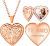 Women Locket Necklace Heart Photo Lockets Hold Picture Gift Box Packed with Gold Silver Rose Locket Charm Custom Picture and Engravement Heart - 04# Rose Gold(Tree of Life) b.photo&text customized