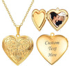 Women Locket Necklace Heart Photo Lockets Hold Picture Gift Box Packed with Gold Silver Rose Locket Charm Custom Picture and Engravement Heart - 02# Gold*Flower Grain b.photo&text customized