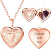 Women Locket Necklace Heart Photo Lockets Hold Picture Gift Box Packed with Gold Silver Rose Locket Charm Custom Picture and Engravement Heart - 01# Rose Gold Heart a.regular(no custom)