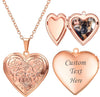 Women Locket Necklace Heart Photo Lockets Hold Picture Gift Box Packed with Gold Silver Rose Locket Charm Custom Picture and Engravement Heart - 02# Rose Gold*Flower Grain a.regular(no custom)