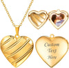 Women Locket Necklace Heart Photo Lockets Hold Picture Gift Box Packed with Gold Silver Rose Locket Charm Custom Picture and Engravement Heart - 05# Gold Stripe a.regular(no custom)