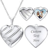 Women Locket Necklace Heart Photo Lockets Hold Picture Gift Box Packed with Gold Silver Rose Locket Charm Custom Picture and Engravement Heart - 05# Platinum Stripe a.regular(no custom)