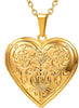 Women Locket Necklace Heart Photo Lockets Hold Picture Gift Box Packed with Gold Silver Rose Locket Charm Custom Picture and Engravement Heart - 02# Gold*Flower Grain a.regular(no custom)