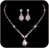 Silver Jewelry Set Rhinestone Prom Wedding Necklace Earrings - C Rose Gold