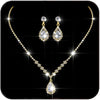 Silver Jewelry Set Rhinestone Prom Wedding Necklace Earrings - B Gold