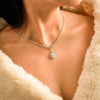 Silver Jewelry Set Rhinestone Prom Wedding Necklace Earrings - view 2