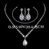 Silver Jewelry Set Rhinestone Prom Wedding Necklace Earrings - view 3
