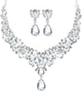 Bridal Teardrop Cluster Crystal Jewelry Set Women - main view