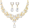 Bridal Teardrop Cluster Crystal Jewelry Set Women - White Gold