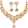 Bridal Teardrop Cluster Crystal Jewelry Set Women - Gold