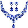 Bridal Teardrop Cluster Crystal Jewelry Set Women - Royal Blue