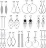 15 Pairs Wholesale Clip on Earrings for Women Trendy, Lightweight Clipon Earrings for Women in Silver Tone - main view