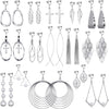 15 Pairs Wholesale Clip on Earrings for Women Trendy, Lightweight Clipon Earrings for Women in Silver Tone - #2-Silver earrings