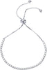 Tennis Bracelets for Women with 14K Gold Plated Adjustable CZ Bracelet Dainty Cubic Zirconia Bracelet Bezel Set Gold Tennis - White Gold Classic