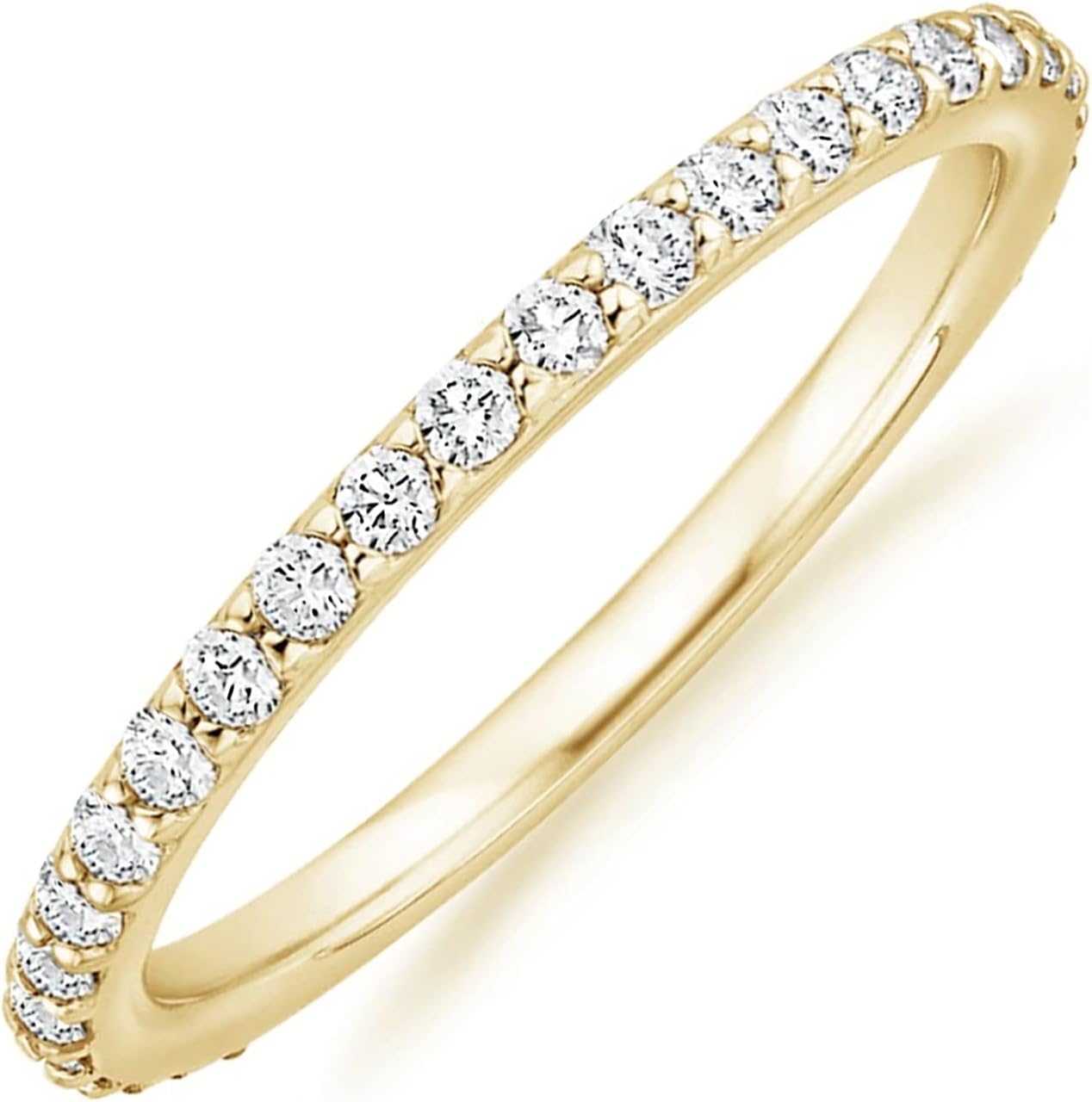 14K Gold Plated Eternity Ring Stackable Cubic Zirconia Gold Band Ring Dainty Diamond-Inspired Womens Wedding Jewelry - main view