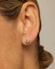 14K Gold Plated 925 Sterling Silver Post Brilliant Round Faux Diamond Halo Earrings - Premium Cubic Zirconia - view 3