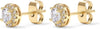 14K Gold Plated 925 Sterling Silver Post Brilliant Round Faux Diamond Halo Earrings - Premium Cubic Zirconia - view 4
