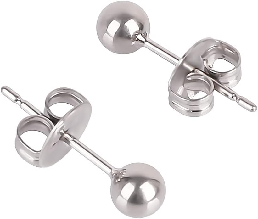 Ball Stud Titanium Earrings, for Women High Polished Colored, 3mm and 4mm Pure Titanium - main view