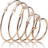 5 Pairs Silver Clip on Earrings Hoop Non Piercing Women Clip Earrings for Women, 5 Sizes - Gold