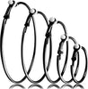 5 Pairs Silver Clip on Earrings Hoop Non Piercing Women Clip Earrings for Women, 5 Sizes - Black