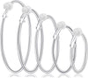 5 Pairs Silver Clip on Earrings Hoop Non Piercing Women Clip Earrings for Women, 5 Sizes - Sterling Silver