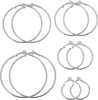 5 Pairs Silver Clip on Earrings Hoop Non Piercing Women Clip Earrings for Women, 5 Sizes - view 3