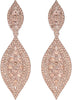 Women's Rhinestone Crystal Wedding Bridal 2 Leaf Drop Dangle Chandelier Earrings - Rose Gold Peach