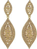 Women's Rhinestone Crystal Wedding Bridal 2 Leaf Drop Dangle Chandelier Earrings - Brown Gold-Tone