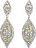 Women's Rhinestone Crystal Wedding Bridal 2 Leaf Drop Dangle Chandelier Earrings - Iridescent Clear AB