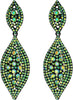Women's Rhinestone Crystal Wedding Bridal 2 Leaf Drop Dangle Chandelier Earrings - Green AB