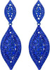 Women's Rhinestone Crystal Wedding Bridal 2 Leaf Drop Dangle Chandelier Earrings - Blue