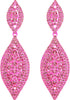 Women's Rhinestone Crystal Wedding Bridal 2 Leaf Drop Dangle Chandelier Earrings - Hot Pink
