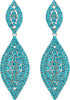 Women's Rhinestone Crystal Wedding Bridal 2 Leaf Drop Dangle Chandelier Earrings - Light Blue