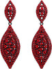 Women's Rhinestone Crystal Wedding Bridal 2 Leaf Drop Dangle Chandelier Earrings - Red Black-Tone