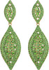 Women's Rhinestone Crystal Wedding Bridal 2 Leaf Drop Dangle Chandelier Earrings - Light Green