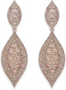 Women's Rhinestone Crystal Wedding Bridal 2 Leaf Drop Dangle Chandelier Earrings - Champagne Gold