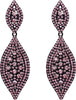 Women's Rhinestone Crystal Wedding Bridal 2 Leaf Drop Dangle Chandelier Earrings - Pink Black-Tone