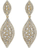 Women's Rhinestone Crystal Wedding Bridal 2 Leaf Drop Dangle Chandelier Earrings - Gold-Tone