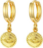 Gold Huggie Small Hoop Earrings with Charm Personalized Snake/Evil Eye/Star/Cross/Lock/Key 18k Gold Plated Crystal Drop Dangle Earrings for Women - Evil Eye