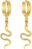 Gold Huggie Small Hoop Earrings with Charm Personalized Snake/Evil Eye/Star/Cross/Lock/Key 18k Gold Plated Crystal Drop Dangle Earrings for Women - Snake