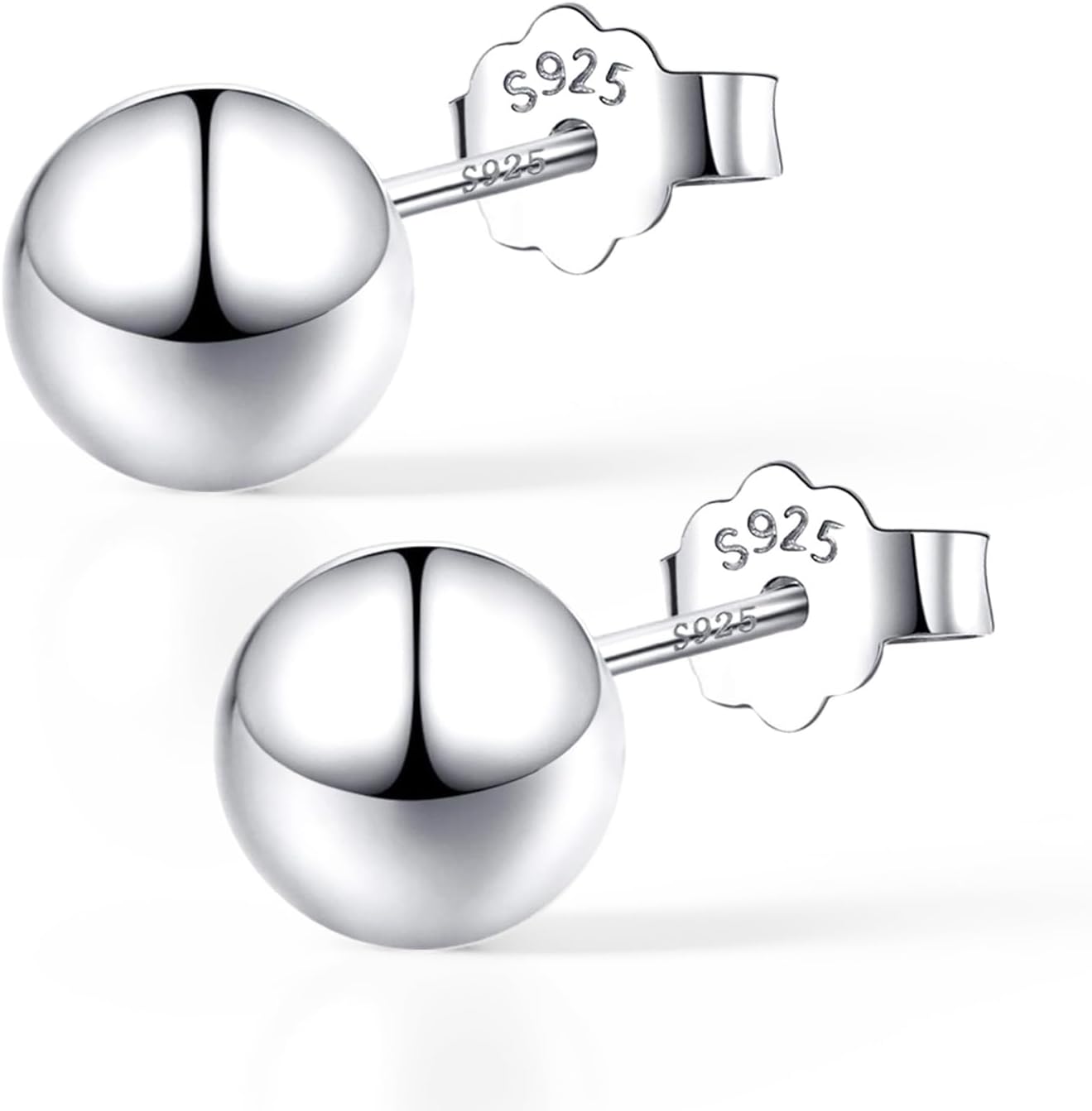 3-10mm 925 Sterling Silver Classic Round Ball Stud Earring - main view