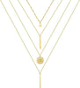 14K Gold Plated Layered Necklace for Women Jewelry Gift - 4PCS - Star&Bar&Sun&Bar