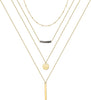 14K Gold Plated Layered Necklace for Women Jewelry Gift - 4 Layered Necklace - Chain&Beads&Bar&Hammered Disc&Bar